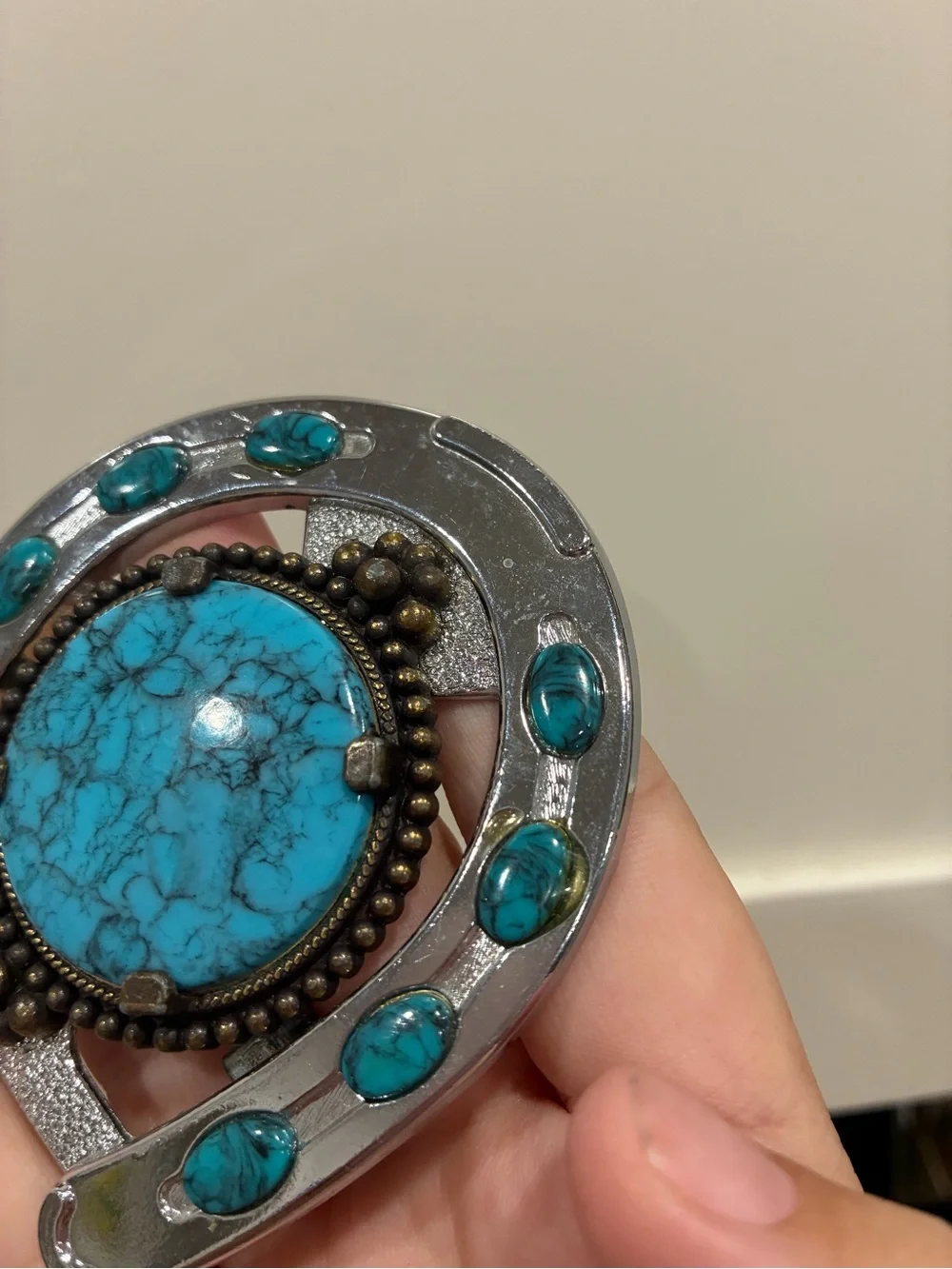 Vintage Turquoise Horseshoe Belt Buckle